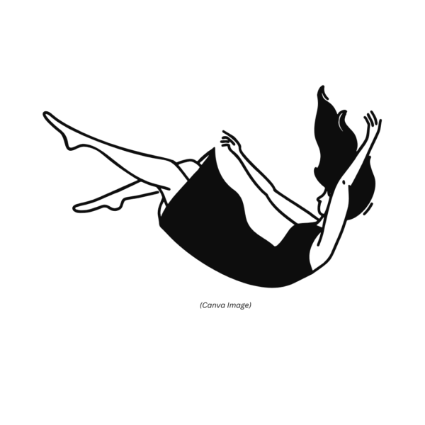 cartoon of a woman falling